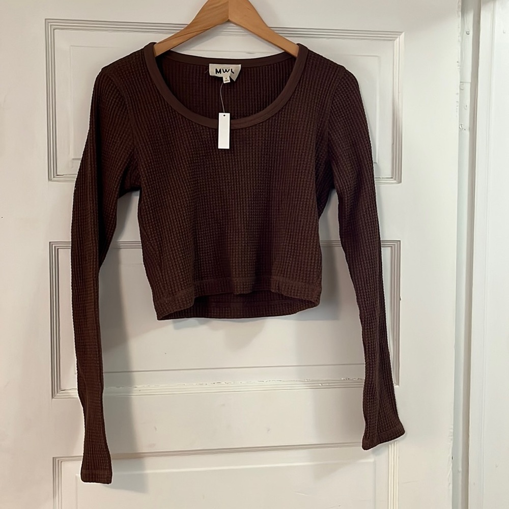 Madewell MWL Waffle Long sleeved super cropped tee - size M